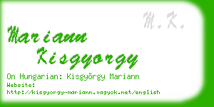 mariann kisgyorgy business card